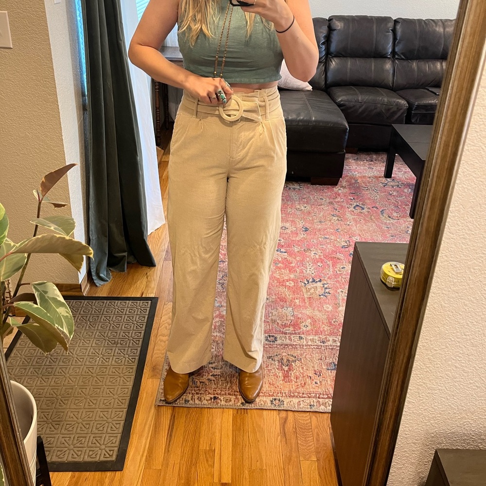 Beige tan paper bag waist sézane pants
